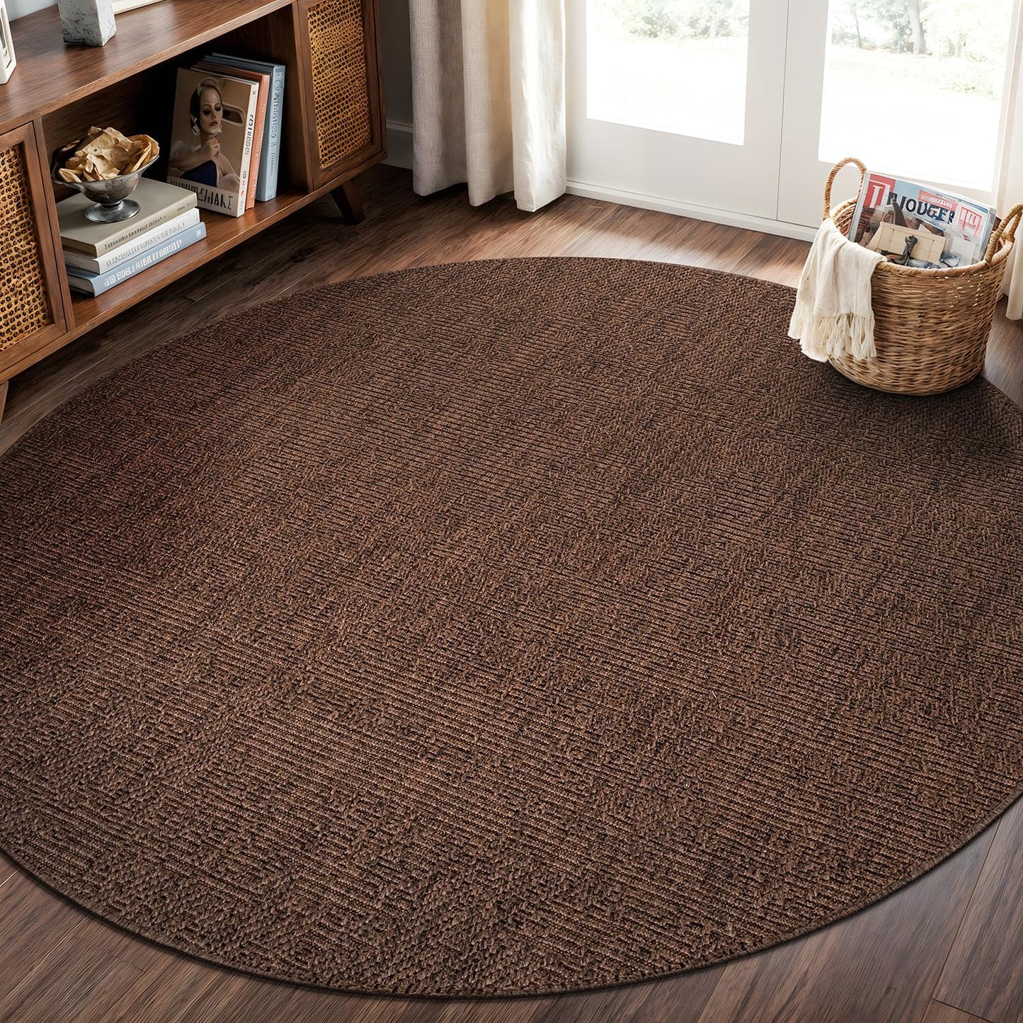 CAMILSON Easy Jute Rug 10x14, Indoor Outdoor Natural Color Fiber Area Rugs for Living Room Patio and Kitchen Rug Herringbone Woven Design Easy-Cleaning Washable Outside Carpet Alfombras 10 x 14