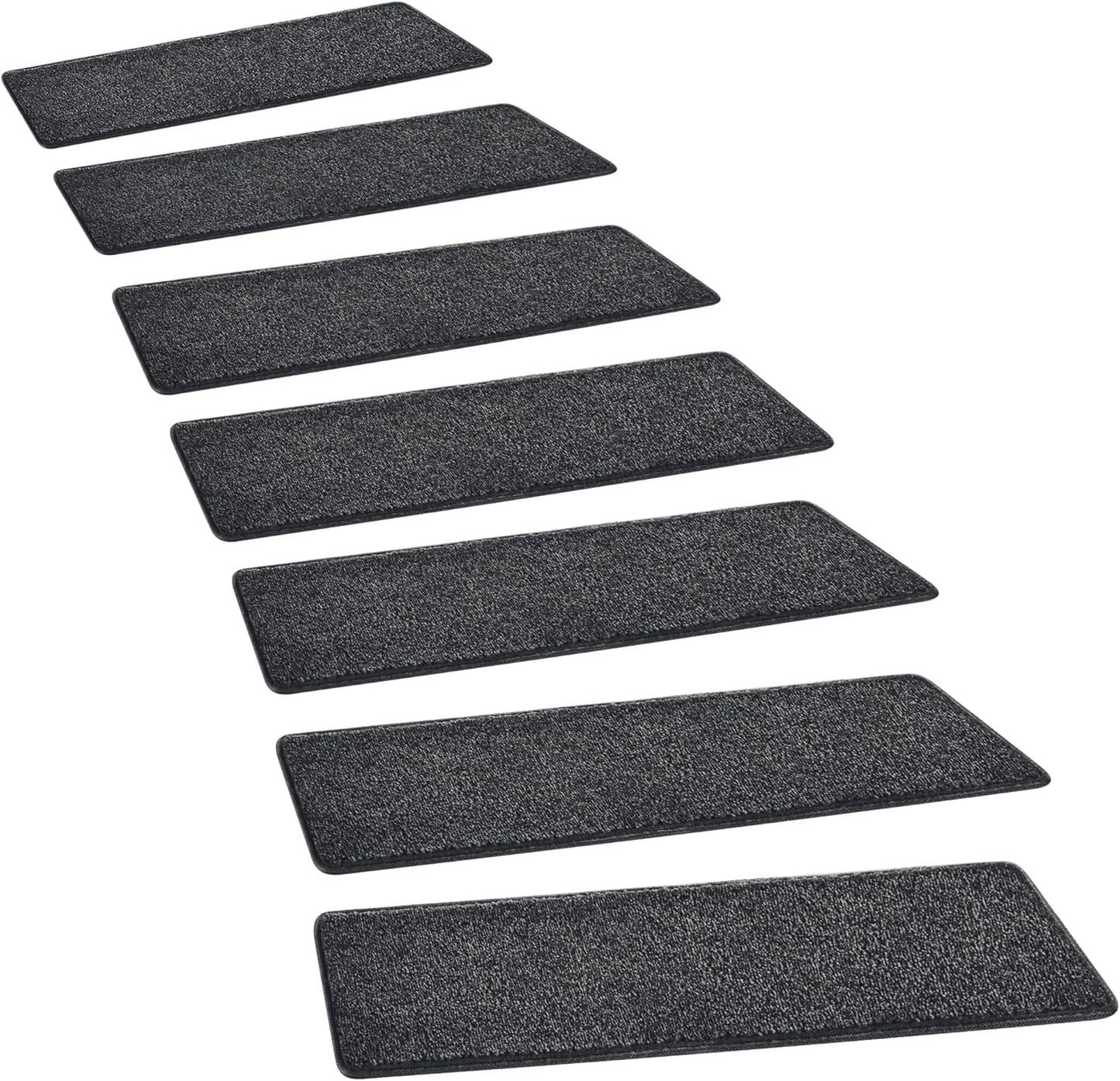 PURE ERA Bullnose Carpet Stair Treads Tape Free Non-Slip Indoor Stair Protectors Pet Friendly Stair Treads for Wooden Steps 9.5" x 30"(14 Pieces, Cream Gray Diamond Trellis)