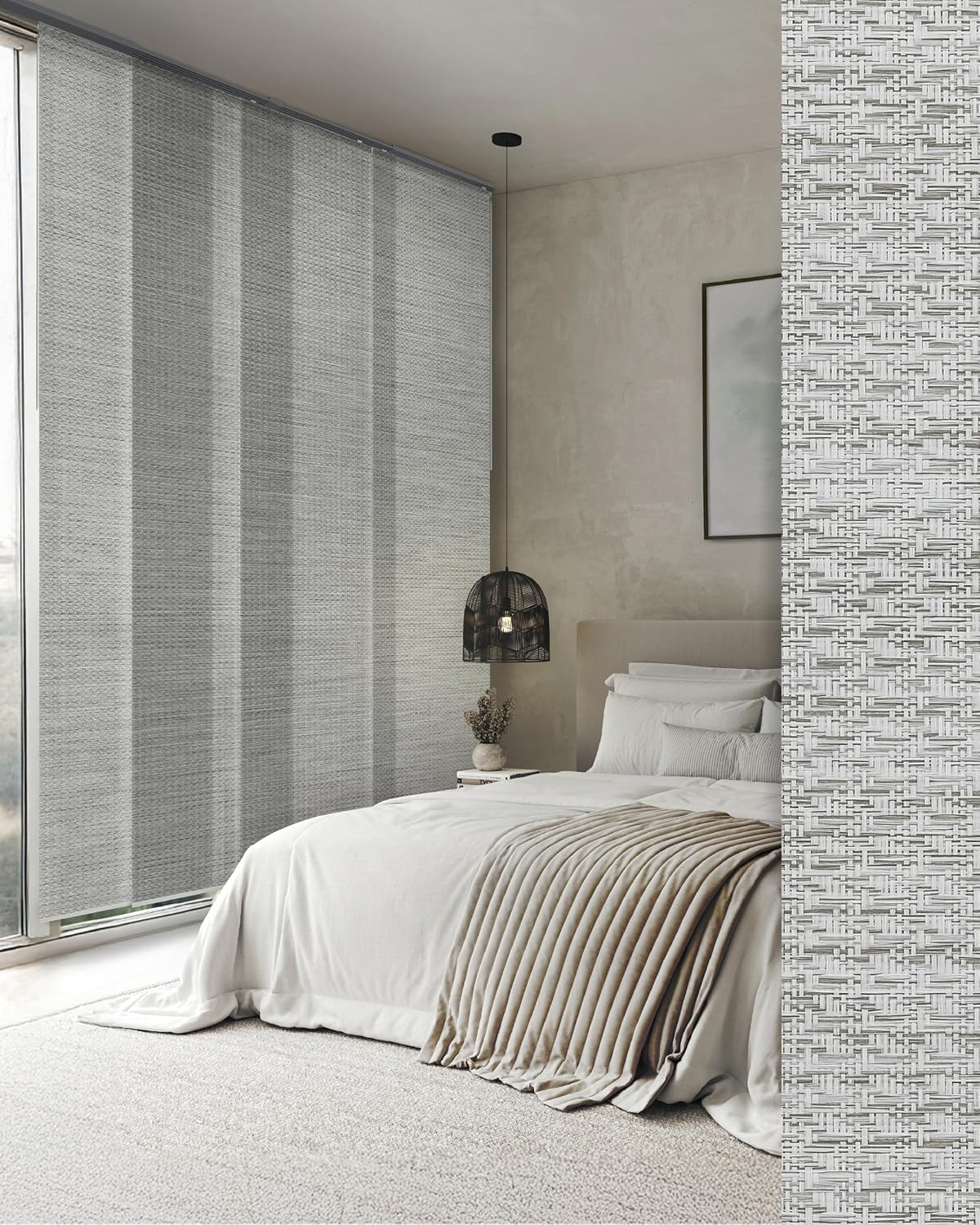 GoDear Design Adjustable Vertical Blinds for Patio Doors, Panel Track Blinds for Indoor Windows and Room Dividers, Extendable Track from 45.8" to 86" W, Trimmable Panel Curtains Up to 96" H, Marble