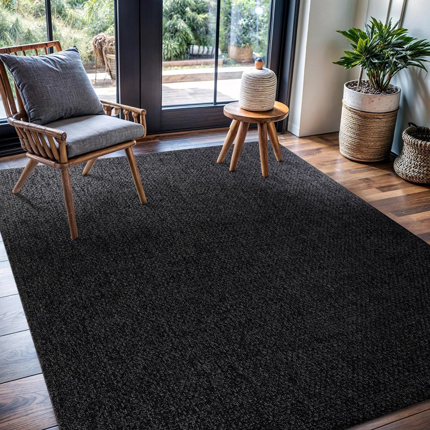 CAMILSON Easy Jute Rug 10x14, Indoor Outdoor Natural Color Fiber Area Rugs for Living Room Patio and Kitchen Rug Herringbone Woven Design Easy-Cleaning Washable Outside Carpet Alfombras 10 x 14