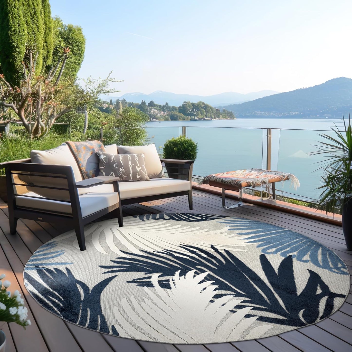 Rugshop Multi Lucca Contemporary Floral Indoor/Outdoor Area Rug Durable Polypropylene, Weather Resistant, Easy Maintenance, Perfect for Patio, Backyard, Deck and Outdoor Lounge 6'6" x 9'