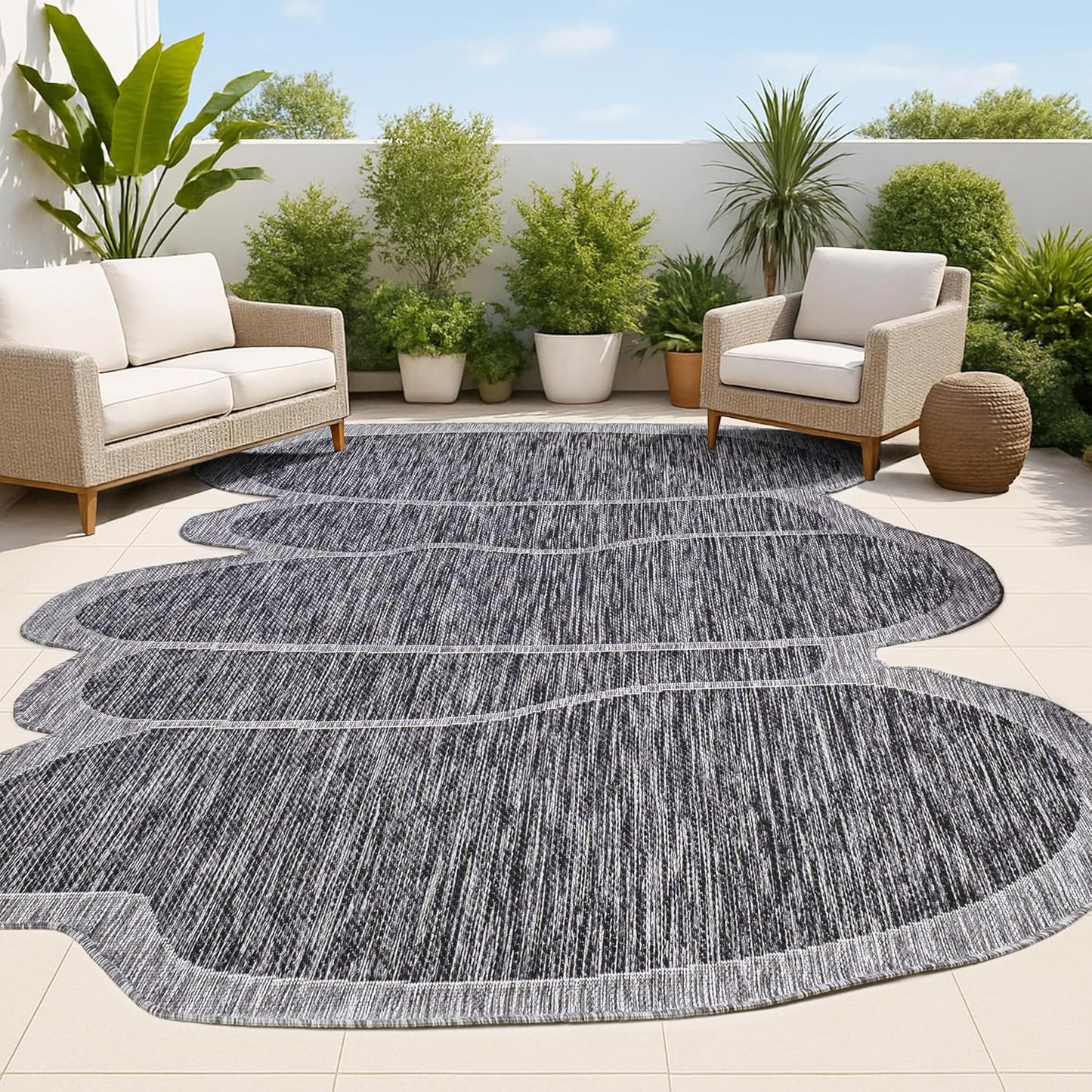 JONATHAN Y Rustic Abstract Indoor Outdoor Area Rug 5X8 Dark Gray/Gray, Jasper Modern for Backyard, Patio, Porch, Easy-Cleaning, High Traffic, Pet-Friendly, Non-Shedding (SHP101A-5)