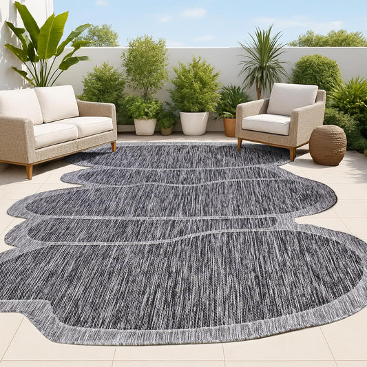 JONATHAN Y Rustic Abstract Indoor Outdoor Area Rug 5X8 Dark Gray/Gray, Jasper Modern for Backyard, Patio, Porch, Easy-Cleaning, High Traffic, Pet-Friendly, Non-Shedding (SHP101A-5)