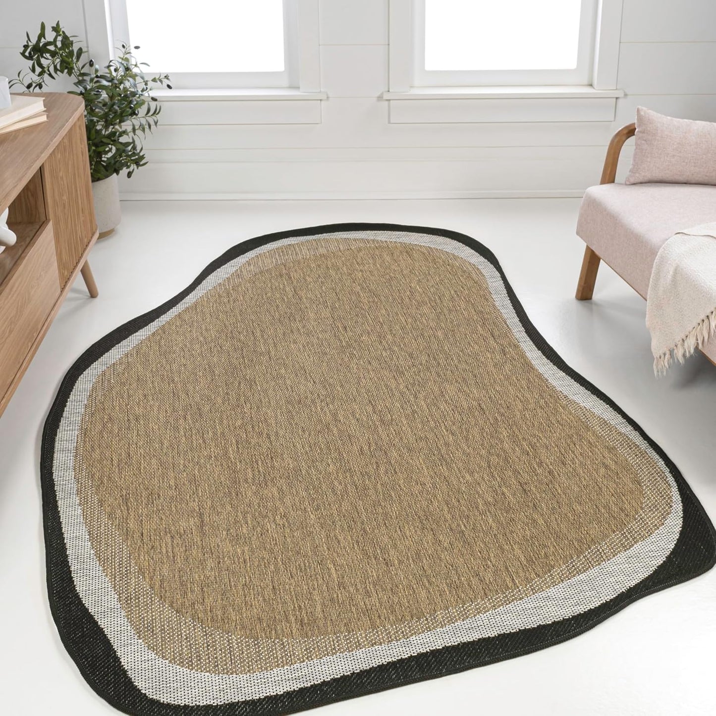 JONATHAN Y Rustic Abstract Indoor Outdoor Area Rug 5X8 Brown/Black, Wyatt Modern for Backyard, Patio, Porch, Easy-Cleaning, High Traffic, Pet-Friendly, Non-Shedding (SHP200A-5)