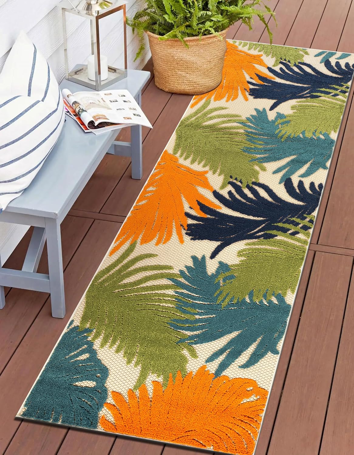 Rugshop Multi Lucca Contemporary Floral Indoor/Outdoor Area Rug Durable Polypropylene, Weather Resistant, Easy Maintenance, Perfect for Patio, Backyard, Deck and Outdoor Lounge 6'6" x 9'