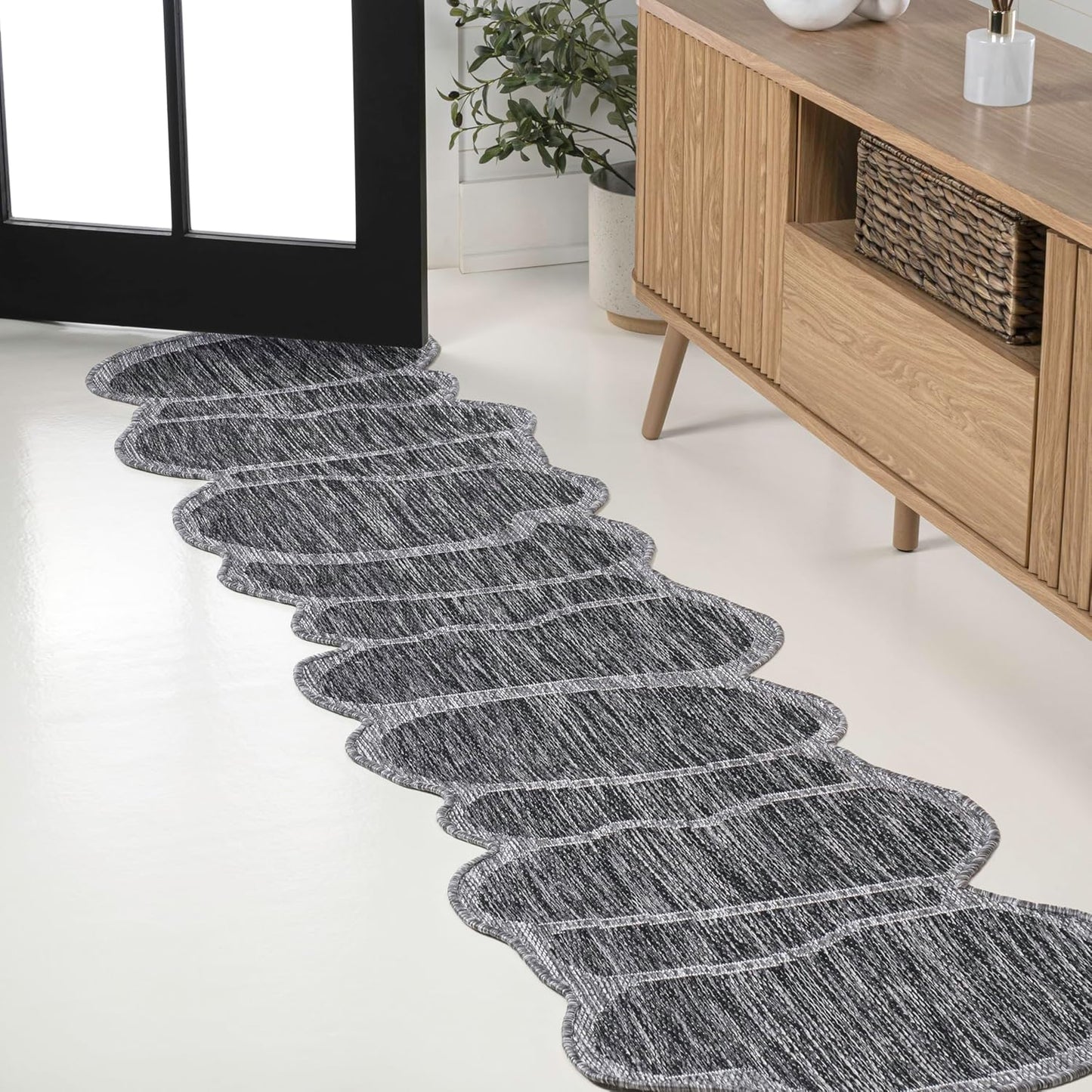 JONATHAN Y Rustic Abstract Indoor Outdoor Area Rug 5X8 Dark Gray/Gray, Jasper Modern for Backyard, Patio, Porch, Easy-Cleaning, High Traffic, Pet-Friendly, Non-Shedding (SHP101A-5)