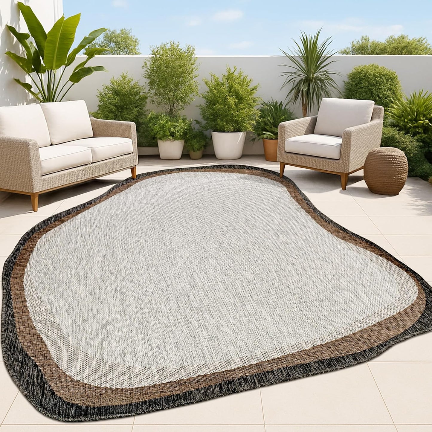 JONATHAN Y Rustic Abstract Indoor Outdoor Area Rug 5X8 Brown/Black, Wyatt Modern for Backyard, Patio, Porch, Easy-Cleaning, High Traffic, Pet-Friendly, Non-Shedding (SHP200A-5)