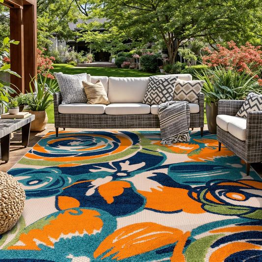 Rugshop Ravenna Modern Large Floral Flowers Indoor/Outdoor Area Rug 5' x 7' Multi