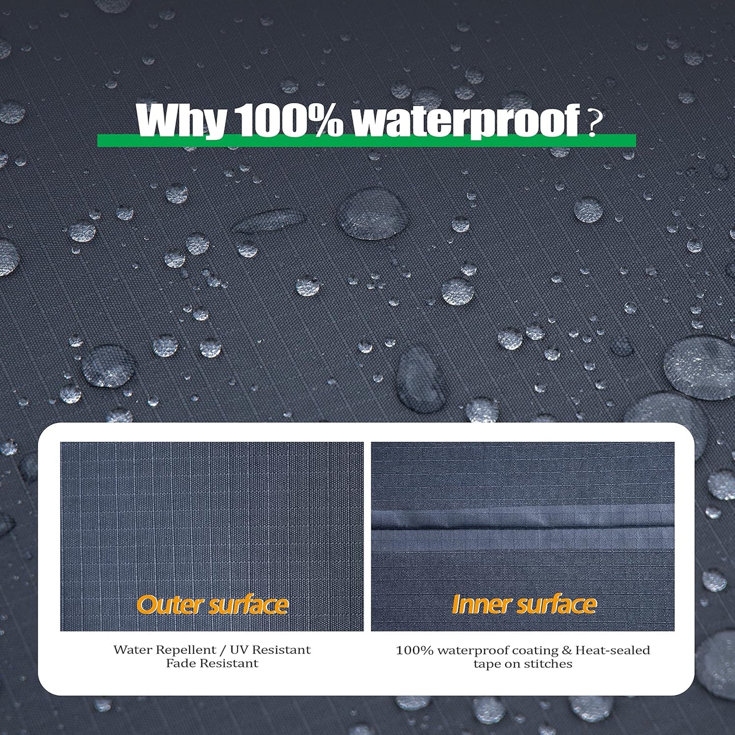 F&J Outdoors Heavy Duty Waterproof Anti-UV Rip-stop Fabric Large Patio Furniture Covers, Grey, 126"x83"x27.5"