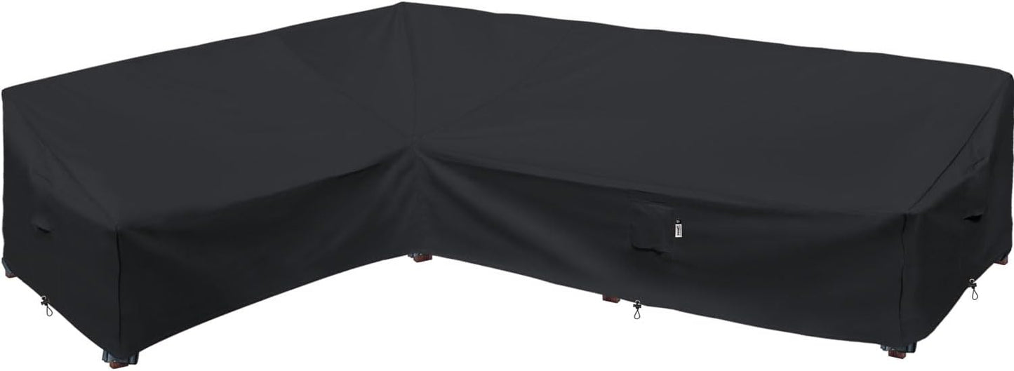 Heavy Duty Outdoor Sectional Sofa Cover, 120"X90" L-Shaped Waterproof 600D Patio Furniture Covers, Lawn Patio Couch Protector(Desert Khaki, L-Shaped-Right Facing-120 x90)