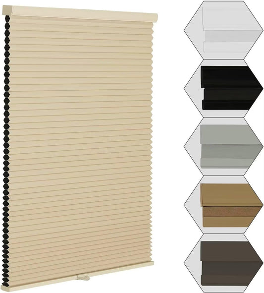 MYshade Cordless Blackout Window Blinds & Shades Pull Down Room Darkening Window Shades Light Blocking Honeycomb Cellular Shade for Indoor Windows Easy to Install 70 inch Wide, H72 Beige Blinds