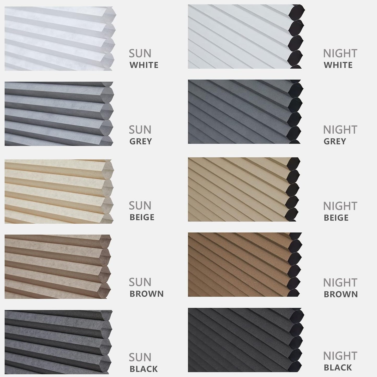 Persilux Blackout Cellular Shades Cordless Window Shades for Home Room Darkening Accordion Blinds for Door Home, Night White, 82" W x 60" H
