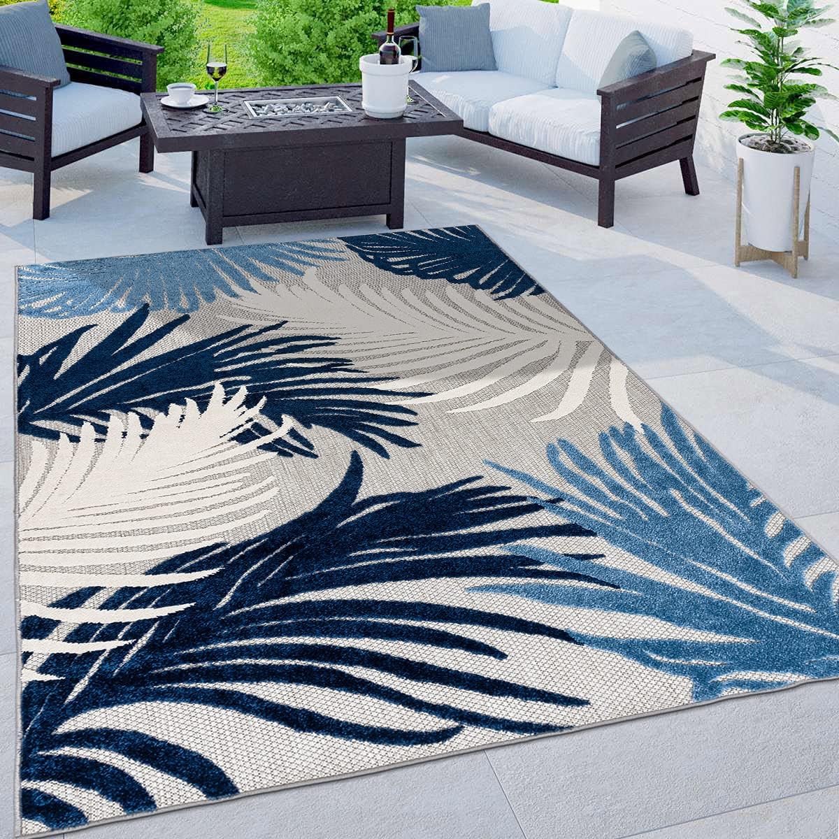 Rugshop Multi Lucca Contemporary Floral Indoor/Outdoor Area Rug Durable Polypropylene, Weather Resistant, Easy Maintenance, Perfect for Patio, Backyard, Deck and Outdoor Lounge 6'6" x 9'