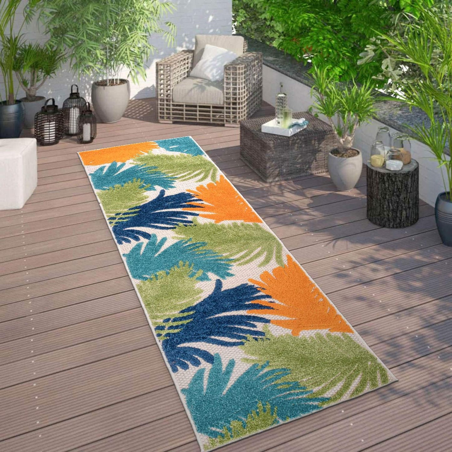 Rugshop Multi Lucca Contemporary Floral Indoor/Outdoor Area Rug Durable Polypropylene, Weather Resistant, Easy Maintenance, Perfect for Patio, Backyard, Deck and Outdoor Lounge 6'6" x 9'