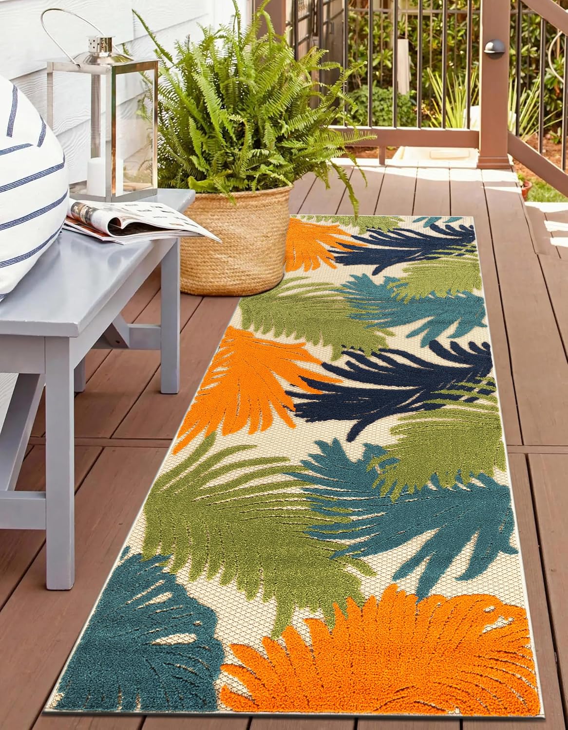 Rugshop Multi Lucca Contemporary Floral Indoor/Outdoor Area Rug Durable Polypropylene, Weather Resistant, Easy Maintenance, Perfect for Patio, Backyard, Deck and Outdoor Lounge 6'6" x 9'