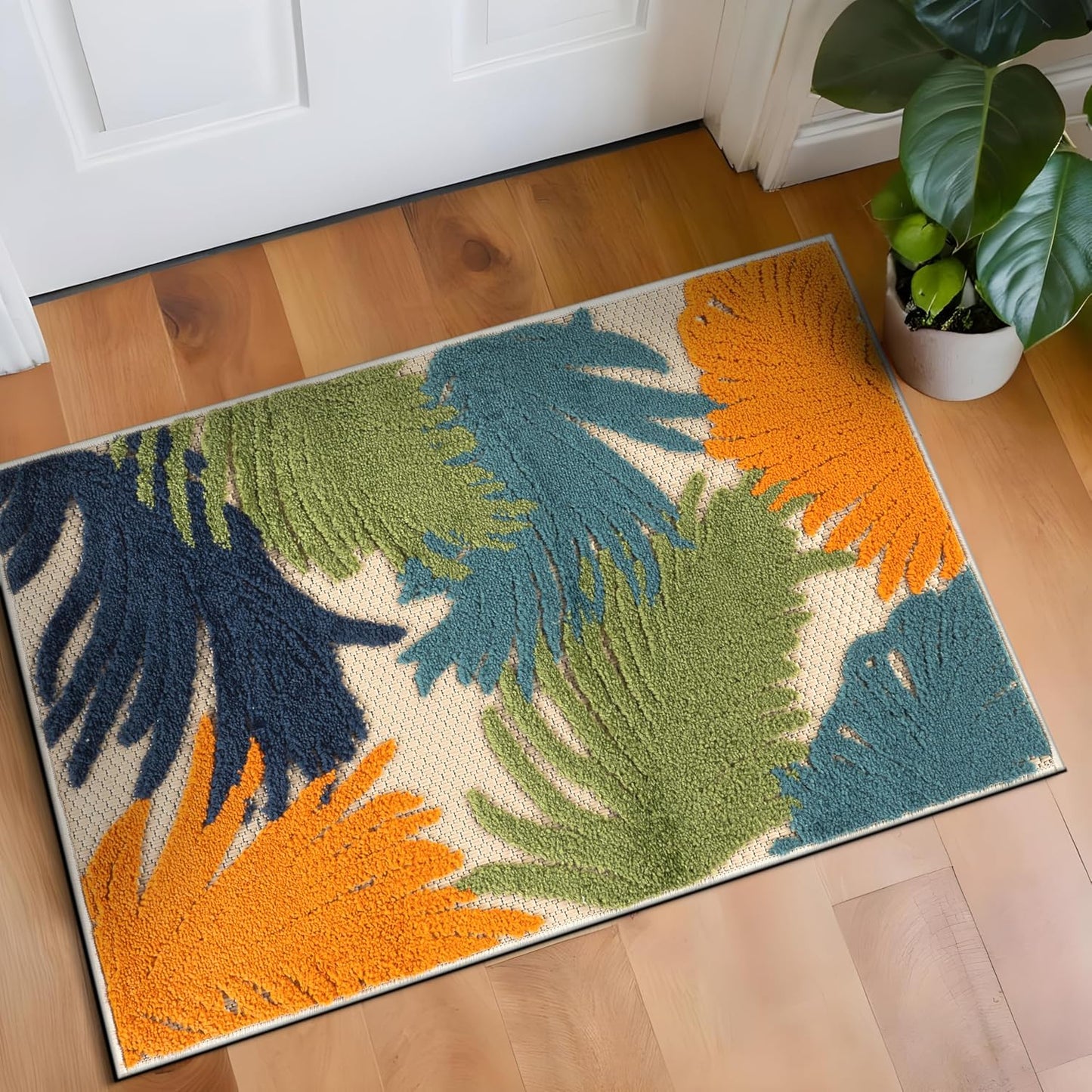 Rugshop Multi Lucca Contemporary Floral Indoor/Outdoor Area Rug Durable Polypropylene, Weather Resistant, Easy Maintenance, Perfect for Patio, Backyard, Deck and Outdoor Lounge 6'6" x 9'