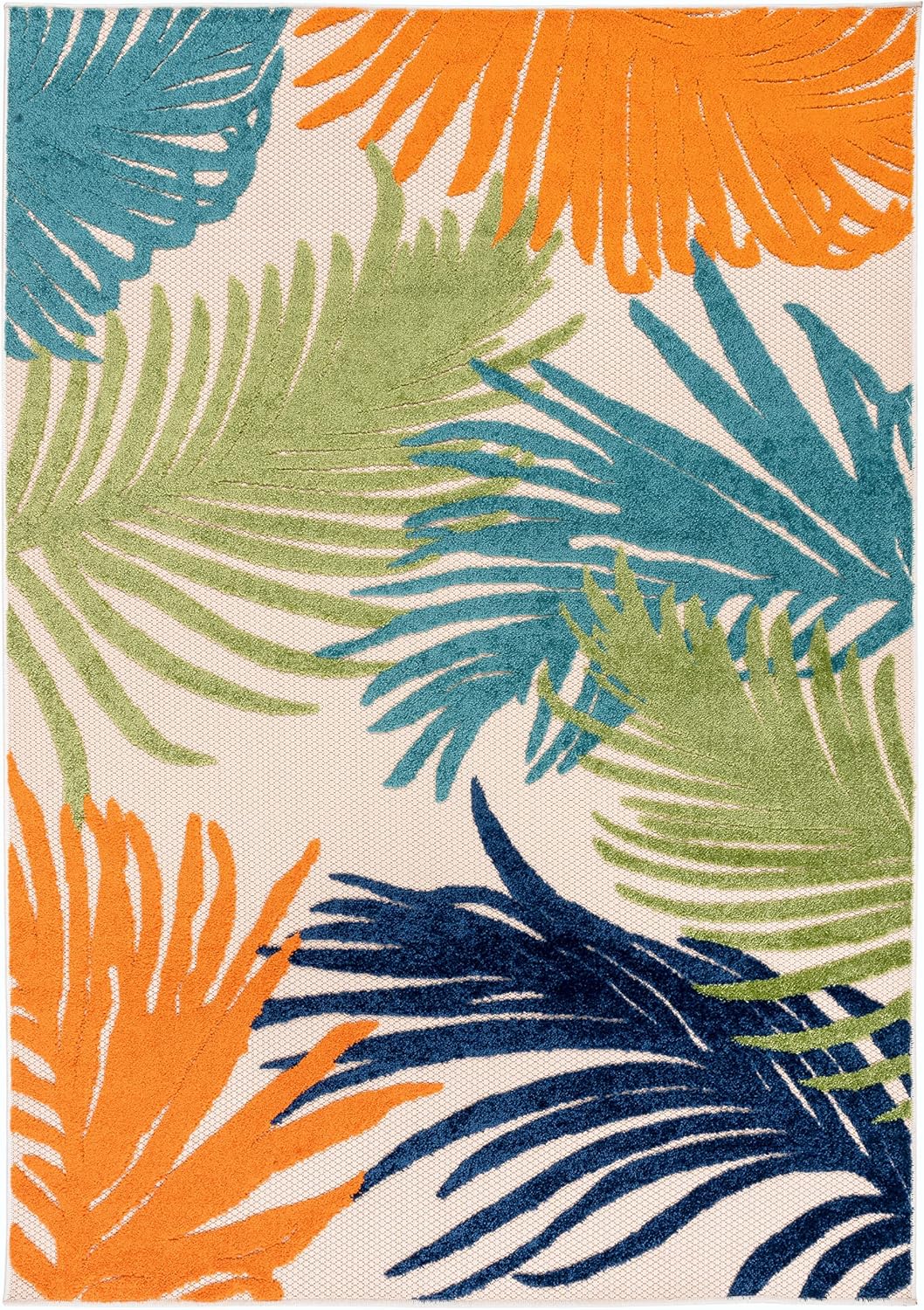 Rugshop Multi Lucca Contemporary Floral Indoor/Outdoor Area Rug Durable Polypropylene, Weather Resistant, Easy Maintenance, Perfect for Patio, Backyard, Deck and Outdoor Lounge 6'6" x 9'